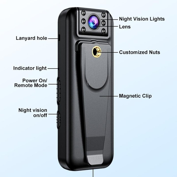 A82 IR Night Vision Rotating Lens 2K HD Video WiFi Recorder with Back Clip(Black)