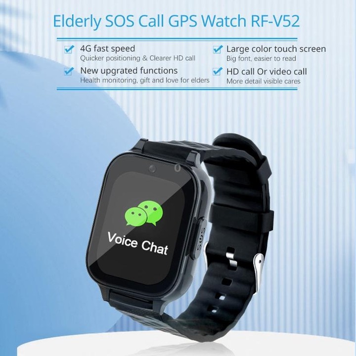 RF-V52-A 1.85 inch Screen GPS Smart Tracker WatchBand Support SOS Call / Health Monitoring For Asia / Europe / Africa / Australi