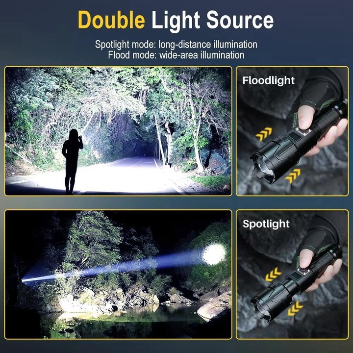 S2301 30W White Laser Wick 1000LM Telescopic Zoom LED Flashlight(Black)