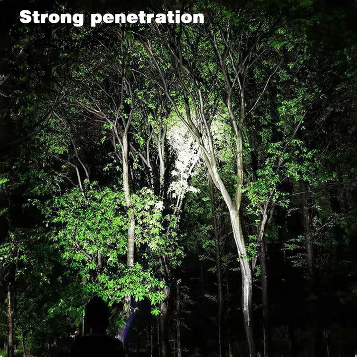 626 White Laser Wick Telescopic Zoom LED Flashlight with Fluorescent Strips(Black)