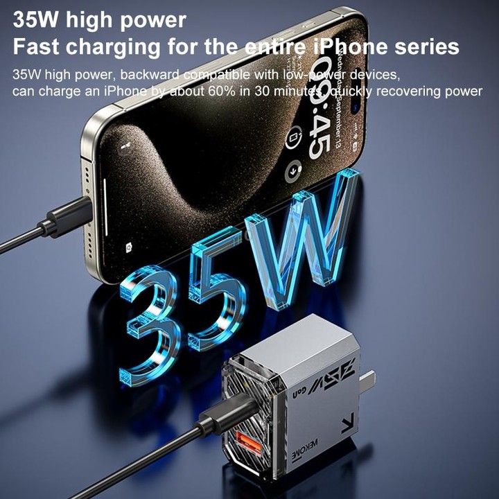 WK WP-U23 Pioneer Series 35W USB-C / Type-C, USB GaN Fast Charger, Plug Type:EU Plug(Tarnish)
