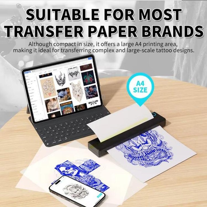 A41 203DPI Portable Tattoo Printer Office Study Bluetooth HD Thermal Printer(White)