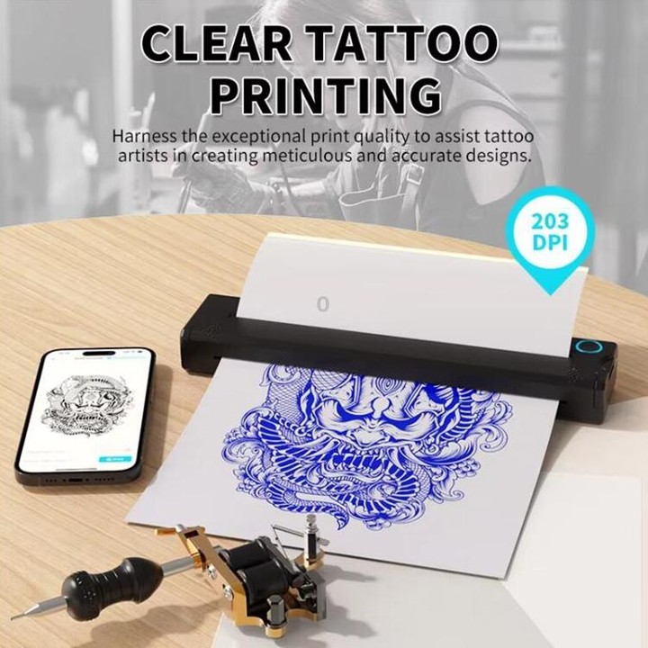 A41 203DPI Portable Tattoo Printer Office Study Bluetooth HD Thermal Printer(White)