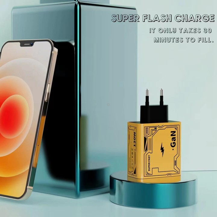 HX111 120W USB, Type-C GaN Ultra-fast Charger(UK Plug)