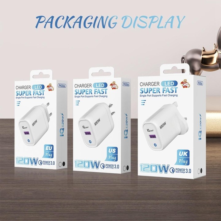 120W USB Fast Charger, Plug:EU Plug(Black)