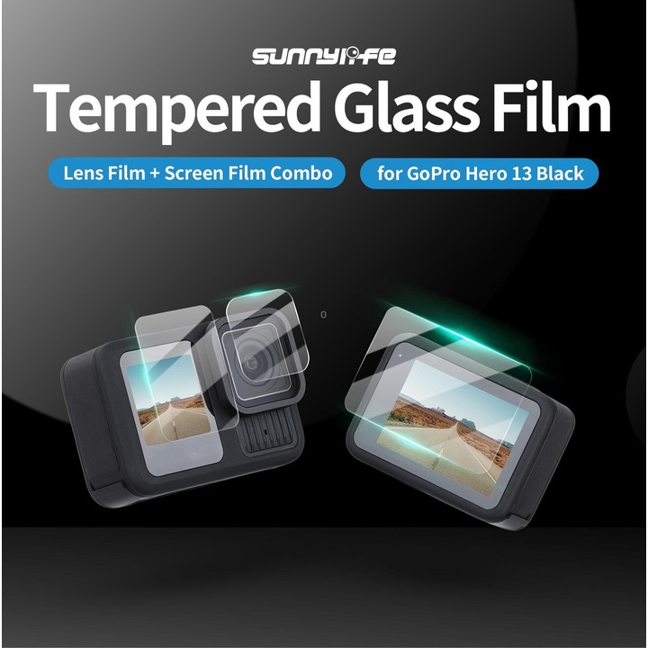For GoPro HERO13 Black Sunnylife 3 in 1 Lens Protector Front and Rear Screen Tempered Glass Films, Quantity:1 + 1 + 1 Sets