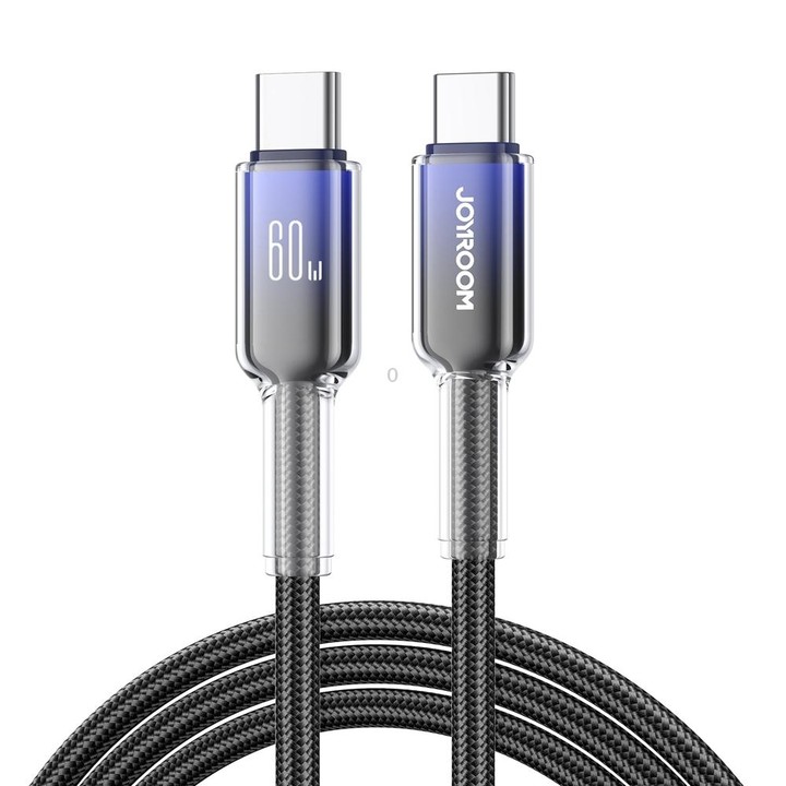 JOYROOM S-A42 Crystal Clear Series Fast Charging Data Cable, Type-C to Type-C Cable, Length: 1.2m(Black)