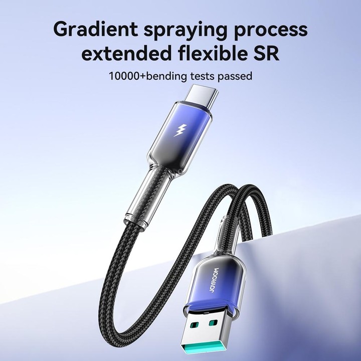 JOYROOM S-A42 Crystal Clear Series Fast Charging Data Cable, USB to Type-C Cable, Length: 1.2m(Black)