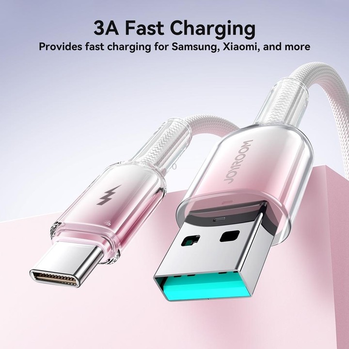 JOYROOM S-A42 Crystal Clear Series Fast Charging Data Cable, USB to Type-C Cable, Length: 1.2m(White)