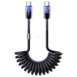 JOYROOM S-A43 60W USB-C / Type-C to USB-C / Type-C Coiled Fast Charging Data Cable, Length:1.5m(Black)