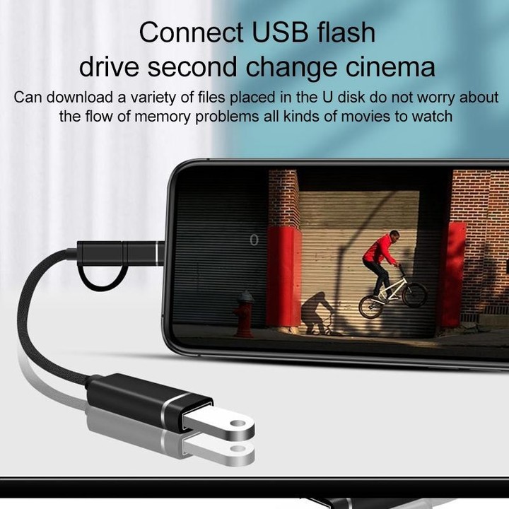 3 in 1 USB Female to Micro USB, Type-C, 8 Pin Male OTG Adapter(Gold)