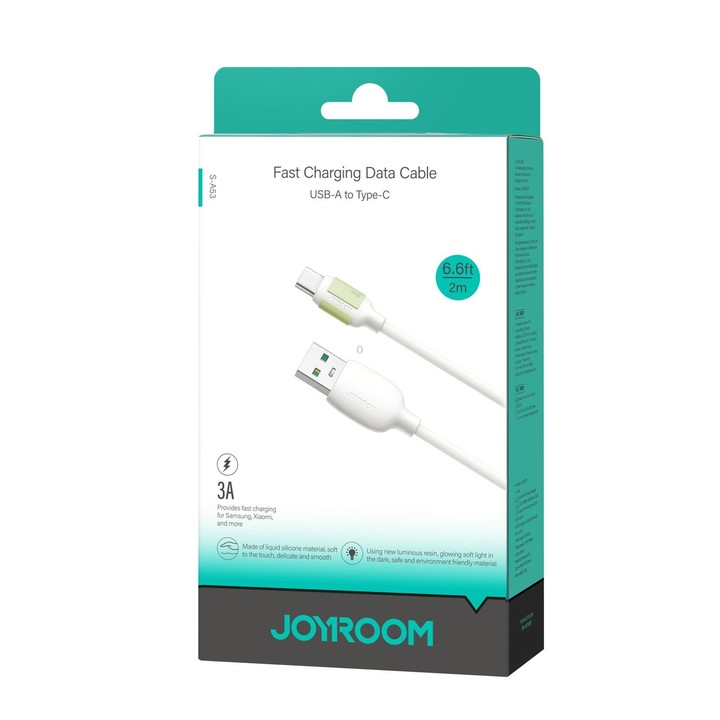 JOYROOM S-A53 Fluorescent Series 3A USB to Type-C Fast Charging Data Cable, Length:2m(Beige)