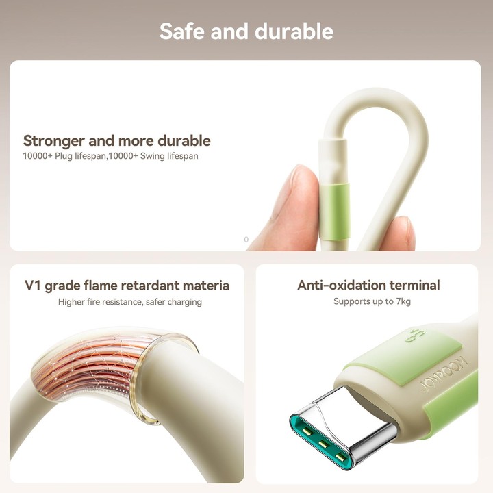 JOYROOM S-A53 Fluorescent Series 3A USB to Type-C Fast Charging Data Cable, Length:2m(Beige)