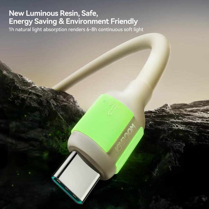 JOYROOM S-A53 Fluorescent Series 3A USB to Type-C Fast Charging Data Cable, Length:2m(Beige)