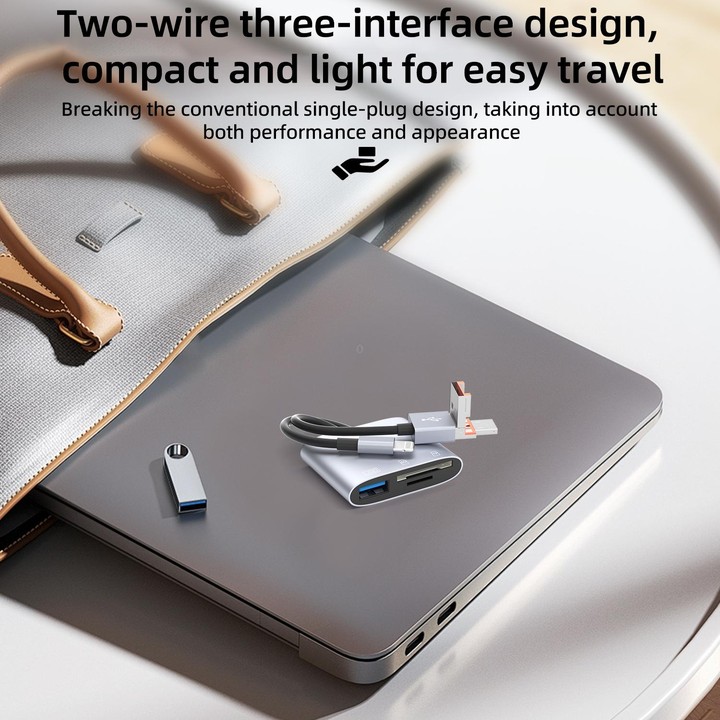 NK-3041TL Pro USB-C / Type-C, 8 Pin, USB to USB, TF / SD Card Multi-function Card Reader Adapter(Silver Grey)