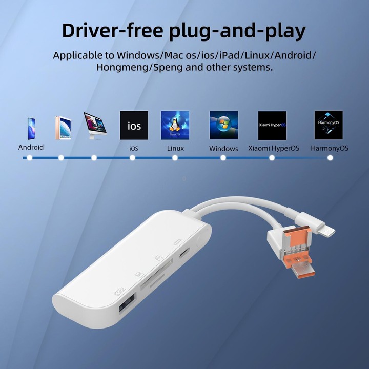 NK-9109TL Pro USB-C / Type-C, 8 Pin, USB to USB-C / Type-C, USB, TF / SD Card Multi-function Adapter(White)