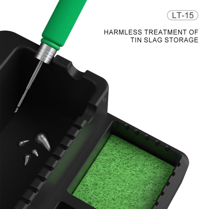 Mijing LT15 2 in 1 Multifunctional Storage Compartment + Soldering Iron Tips Cleaning Area