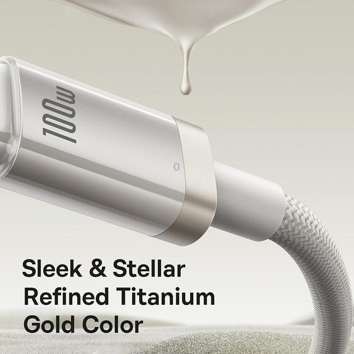 Baseus Titanium Alloy Series 100W USB-C / Type-C to Type-C Fast Charging Cable, Length:1m(Gold)