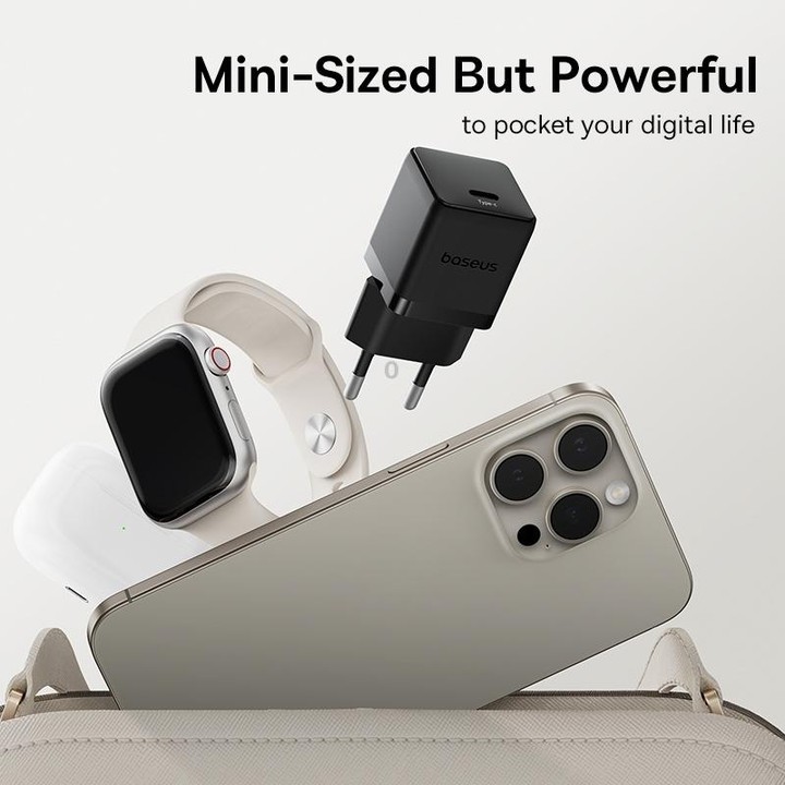Baseus PD20W USB-C / Type-C Fast Charger With 1m Type-C Cable, Plug Type:EU Plug(Black)