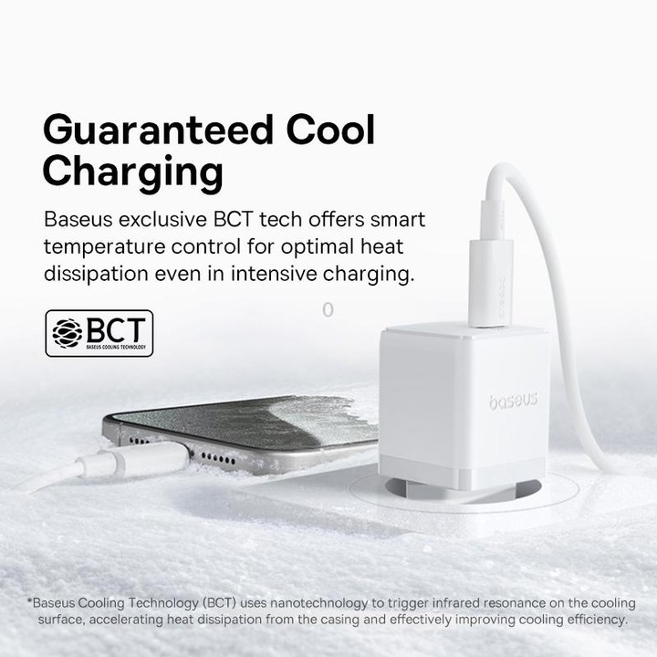 Baseus PD30W USB-C / Type-C Fast Charger With 1m Type-C Cable, Plug Type:EU Plug(White)
