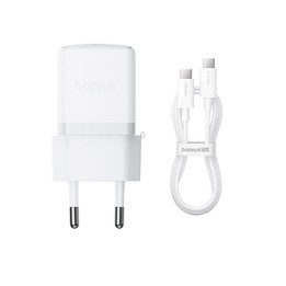 Baseus PD30W USB-C / Type-C Fast Charger With 1m Type-C Cable, Plug Type:EU Plug(White)