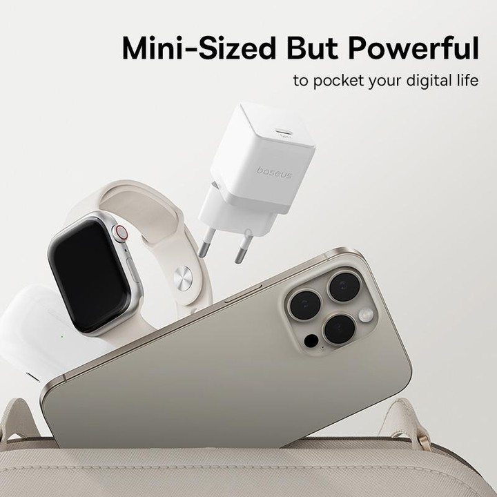 Baseus PD30W USB-C / Type-C Fast Charger With 1m Type-C Cable, Plug Type:EU Plug(White)