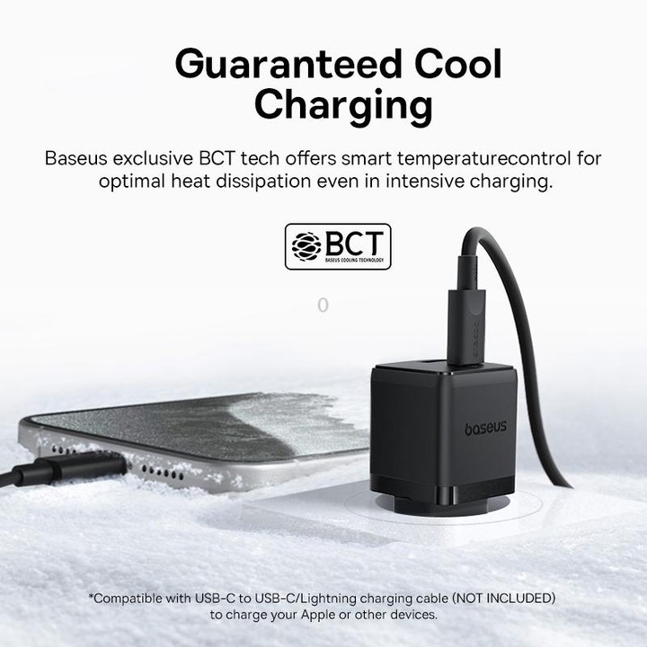 Baseus PD20W USB and USB-C / Type-C Fast Charger With 1m Type-C Cable, Plug Type:EU Plug(Black)