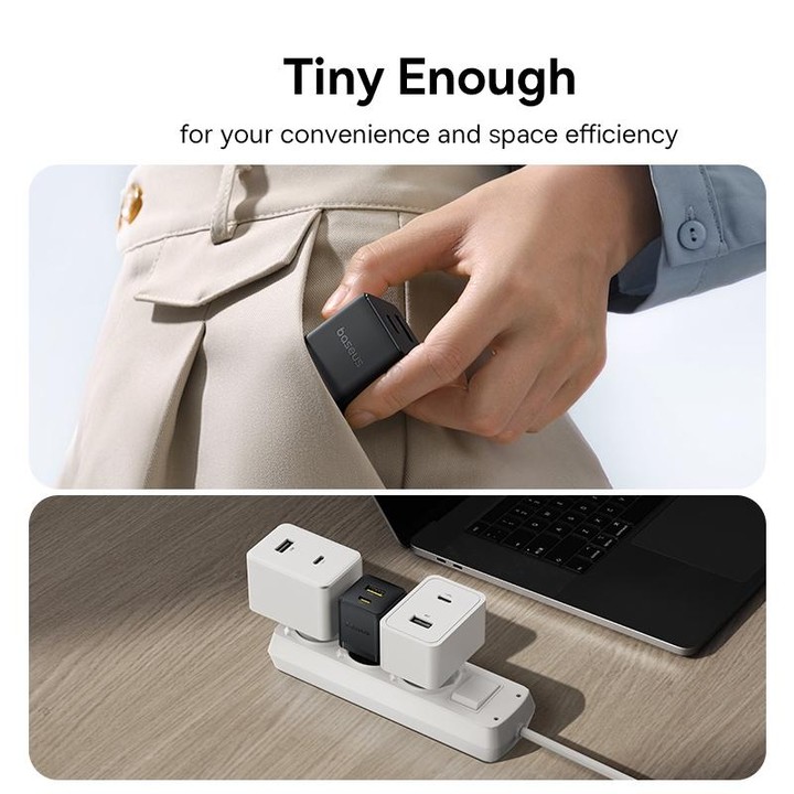 Baseus PD20W USB and USB-C / Type-C Fast Charger With 1m Type-C Cable, Plug Type:EU Plug(Black)