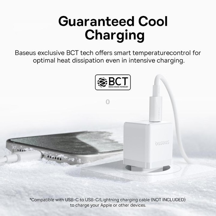 Baseus PD20W USB and USB-C / Type-C Fast Charger With 1m Type-C Cable, Plug Type:EU Plug(White)
