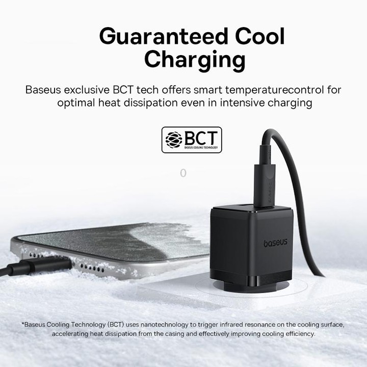 Baseus PD30W USB and USB-C / Type-C Fast Charger With 1m Type-C Cable, Plug Type:EU Plug(Black)