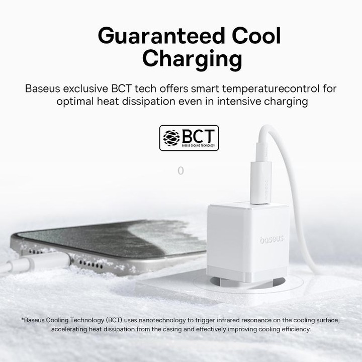 Baseus PD30W USB and USB-C / Type-C Fast Charger With 1m Type-C Cable, Plug Type:EU Plug(White)