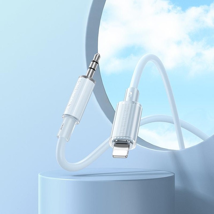 Borofone BL21 8 Pin to 3.5mm Digital Audio Conversion Cable, Length: 1m(White)