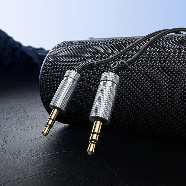 hoco UPA31 AUX 3.5mm Spring Audio Cable, Length: 3m(Black)