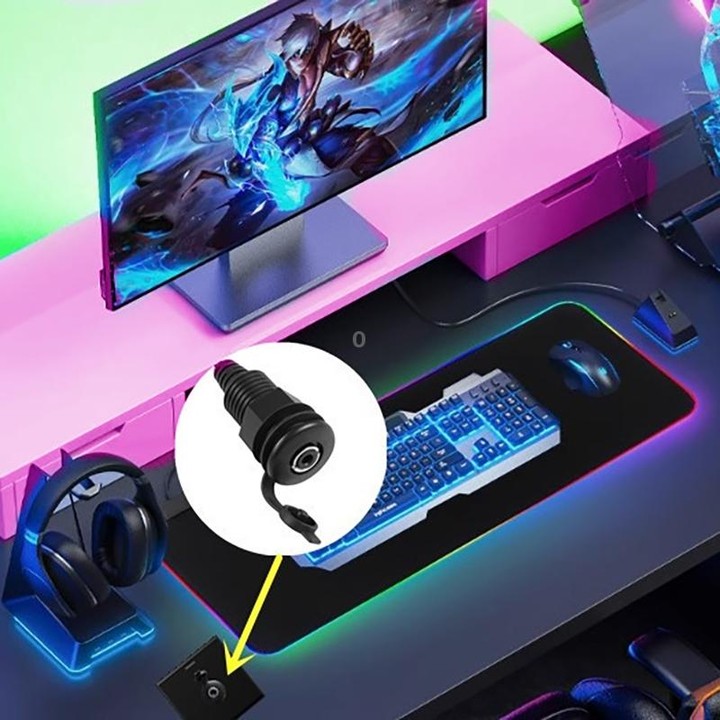 3.5mmTRS Stereo Thread Fixed Embedded Ground Plug Panel Audio Cable, Length: 0.3m(Female to Female)