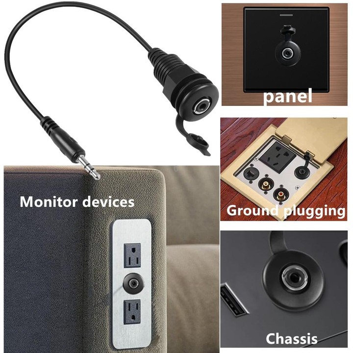 3.5mmTRS Stereo Thread Fixed Embedded Ground Plug Panel Audio Cable, Length: 0.3m(Female to Female)