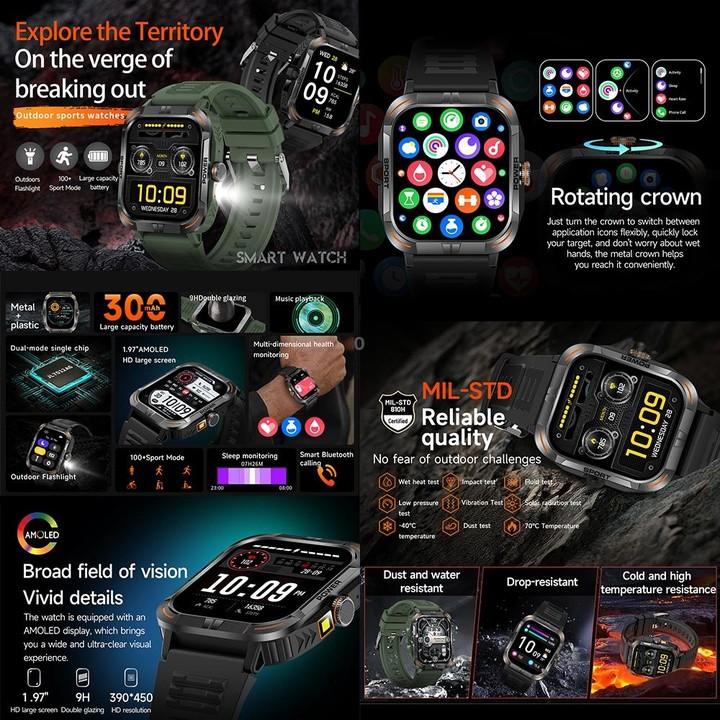 ZW69 1.97 inch AMOLED Outdoor Sports BT Call Smart Watch, Blood Oxygen / Heart Rate / Remote Photography / Sleep monitoring(Gree