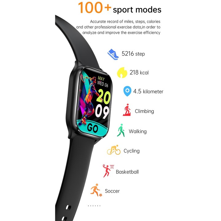 KT73S 1.85 inch Square Screen BT Call Smart Watch, Heart Rate / Blood Pressure / Blood Oxygen / Female Health / Sleep Monitoring