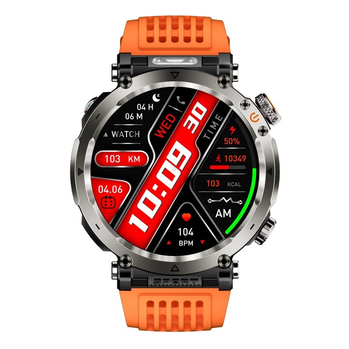 HT30 1.7 inch IP68 Waterproof Silicone Band Smart Watch, Support Flashlight / Banknote Detector Light / Compass(Orange)