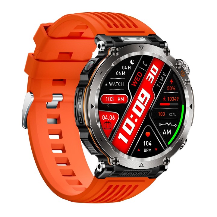 HT30 1.7 inch IP68 Waterproof Silicone Band Smart Watch, Support Flashlight / Banknote Detector Light / Compass(Orange)