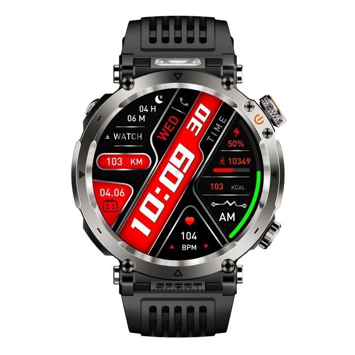 HT30 1.7 inch IP68 Waterproof Silicone Band Smart Watch, Support Flashlight / Banknote Detector Light / Compass(Black)