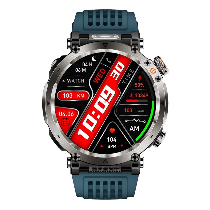HT30 1.7 inch IP68 Waterproof Silicone Band Smart Watch, Support Flashlight / Banknote Detector Light / Compass(Blue)