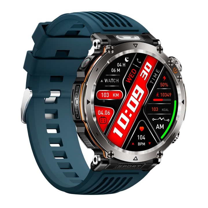 HT30 1.7 inch IP68 Waterproof Silicone Band Smart Watch, Support Flashlight / Banknote Detector Light / Compass(Blue)