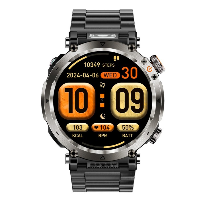 HT30 1.7 inch IP68 Waterproof Steel Band Smart Watch, Support Flashlight / Banknote Detector Light / Compass(Black)