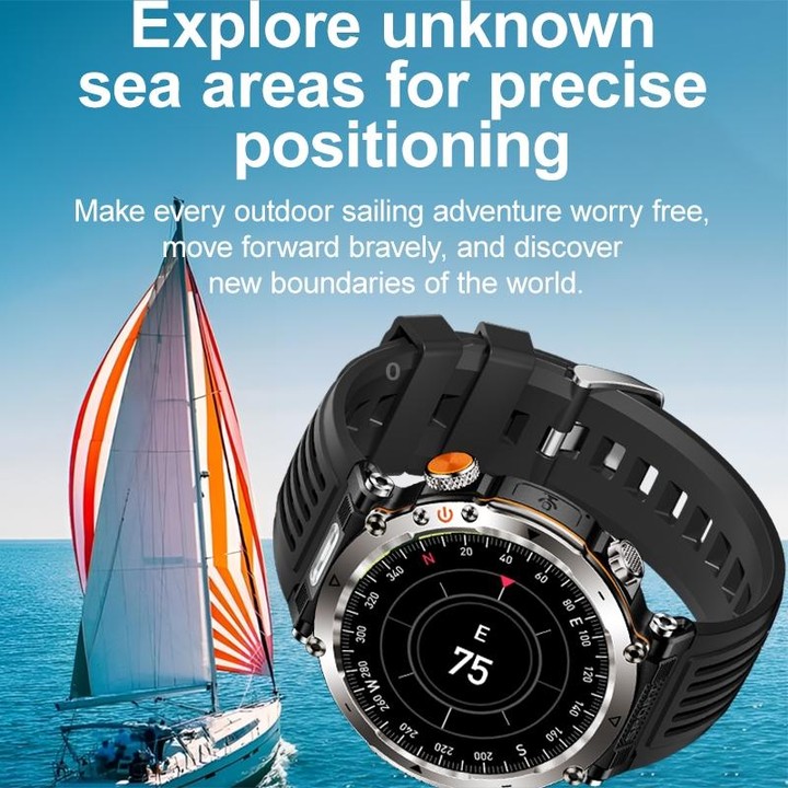 HT30 1.7 inch IP68 Waterproof Steel Band Smart Watch, Support Flashlight / Banknote Detector Light / Compass(Black)