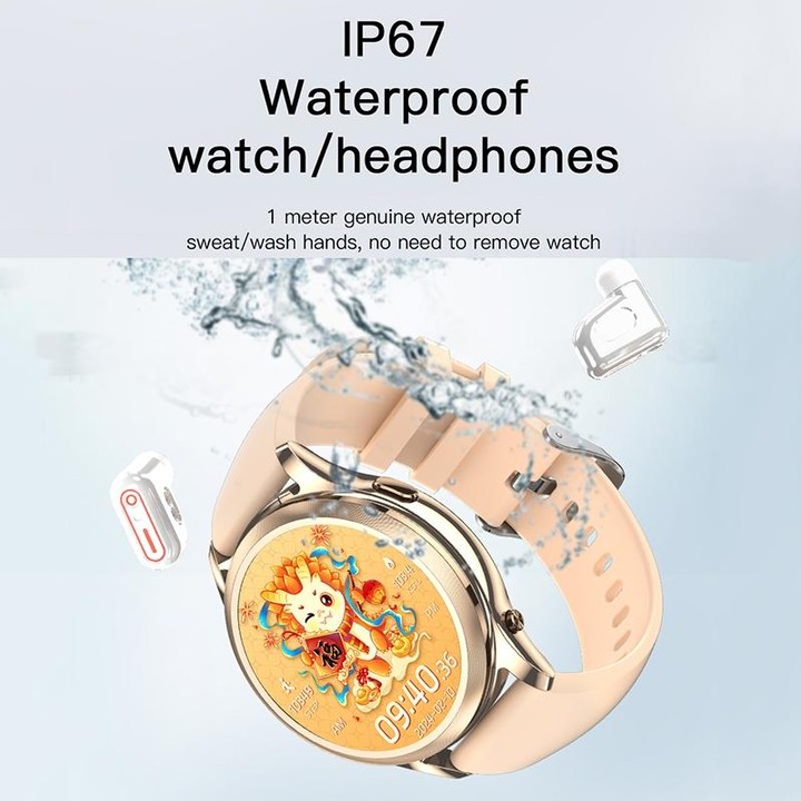 X17 mini 1.27 inch IP67 Waterproof 2 in 1 Bluetooth Earphone Smart Watch(Black)