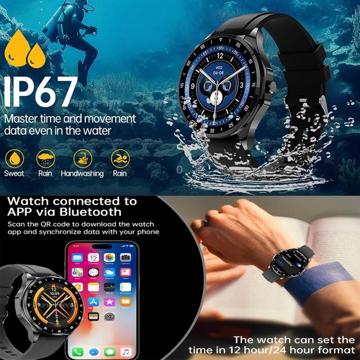 X20 1.43 inch IP67 Waterproof 2 in 1 Bluetooth Earphone Smart Watch(Black)