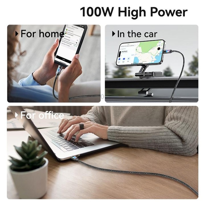 USAMS SJ750 100W Type-C / USB-C to Type-C / USB-C Zinc Alloy Data Cable with Colorful Light, Length:1.2m(Tarnish)