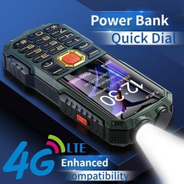 Q7+ 4G Elder Keypad Rugged Phone, 1.77 inch, 16800mAh, 21 Keys, SOS, FM, Network: 4G, Dual SIM(Green)