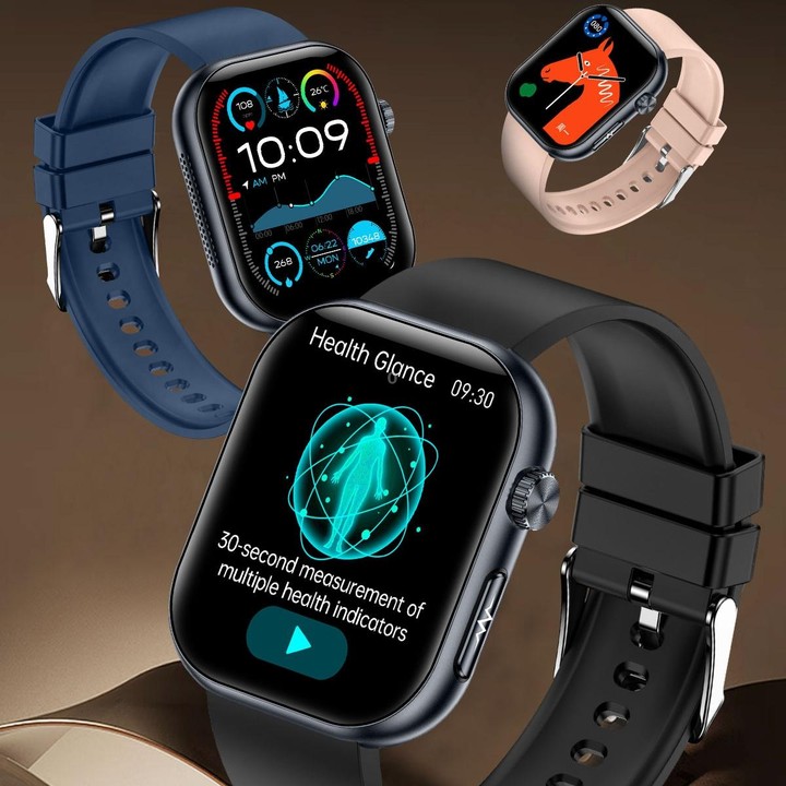 ET587 1.95 inch AMOLED Screen Smart Watch, ECG Electrocardiogram/Blood Sugar Monitoring(Blue)