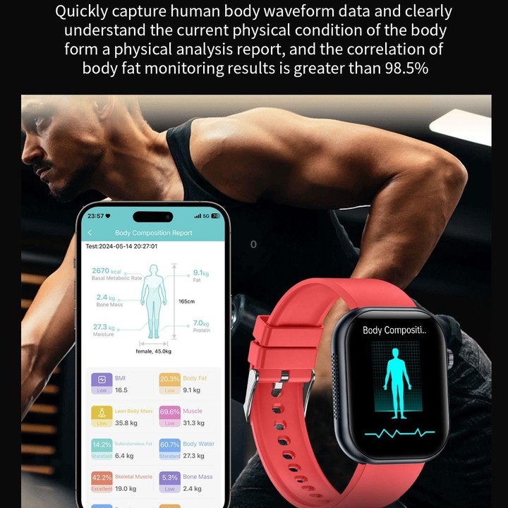 ET587 1.95 inch AMOLED Screen Smart Watch, ECG Electrocardiogram/Blood Sugar Monitoring(Blue)